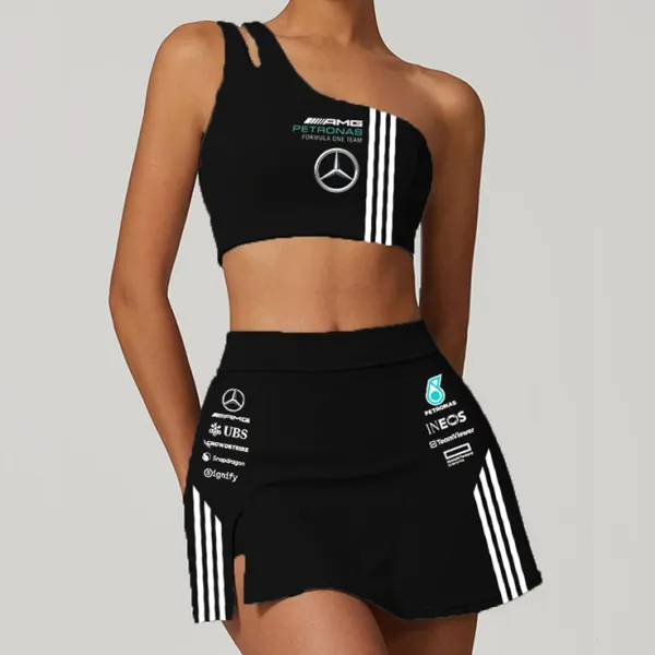 Women's Racing Team Logo Print Slim Fit Sportswear Casual Four Seasons Two Piece Suit - Wayrates.com 