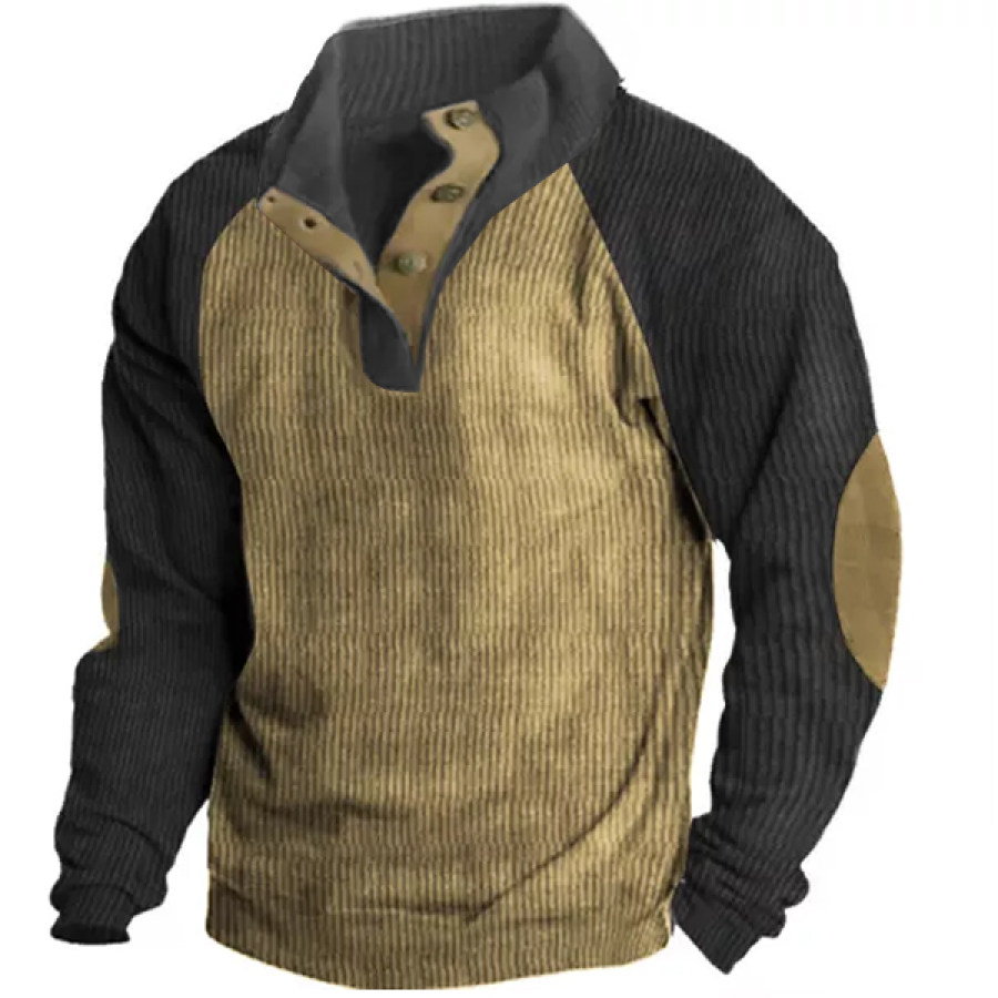 Plus Size Men's Outdoor Raglan Sleeves Casual Stand Collar Sweatshirt