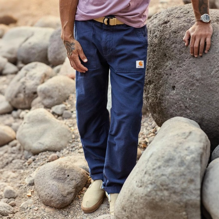 

Men's Vintage Workwear: Durable Blue Denim Pants For Outdoor Adventures