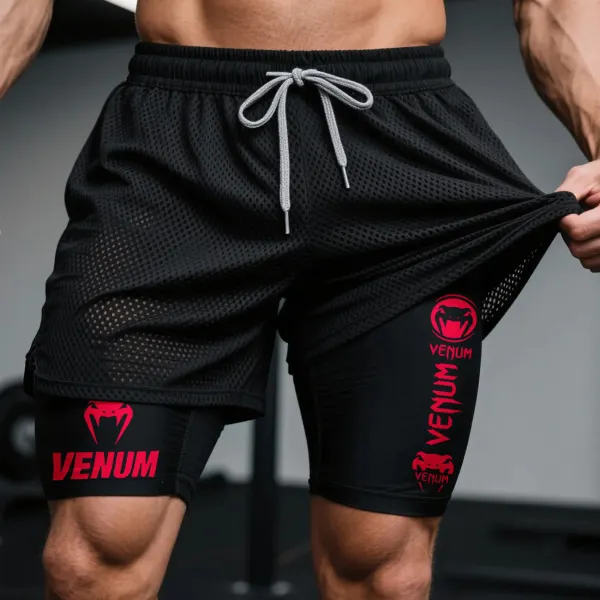 Fitness Double Mesh Shorts Everyday Basic Shorts Ultimate Fighting Double Shorts - Wayrates.com 