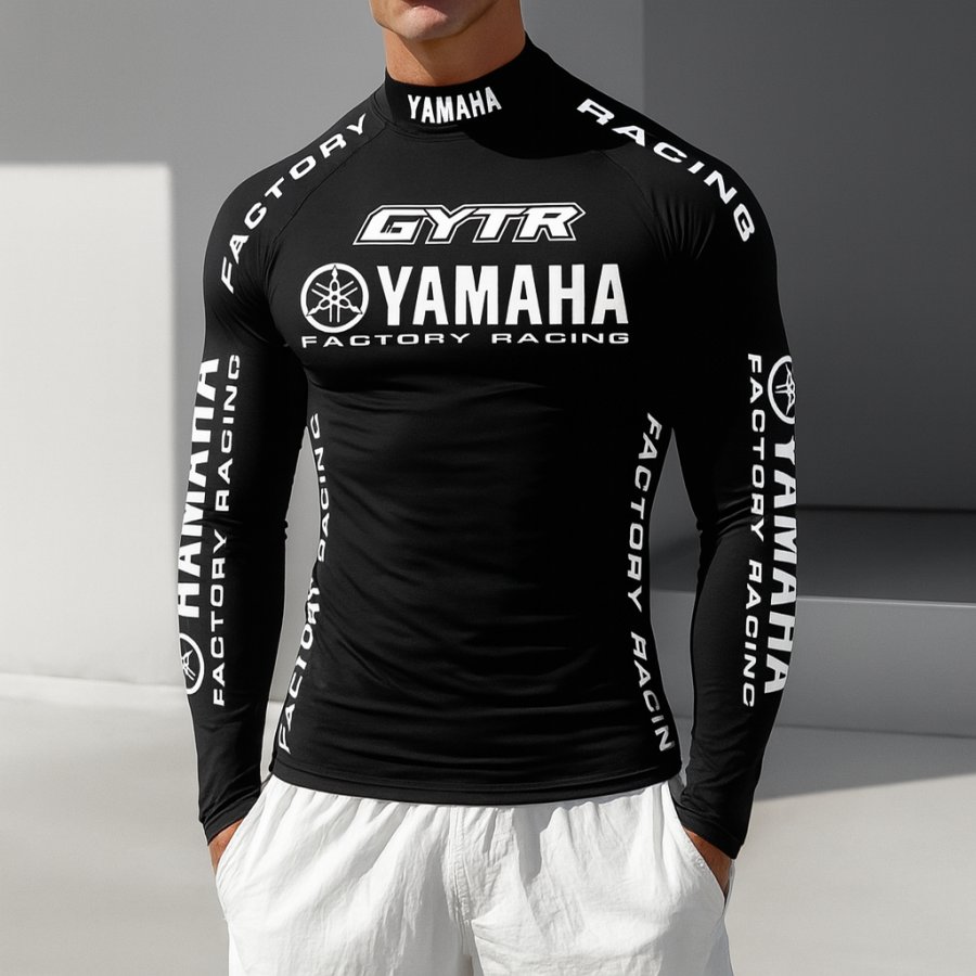 

Unisex Slim Fit Long Sleeve Casual Racing Print T-Shirt