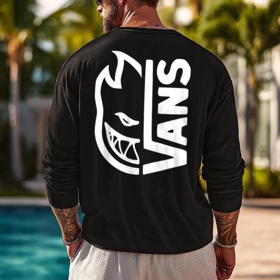 

Men's Vintage Surfing Print Casual Round Neck Long Sleeve T-Shirt