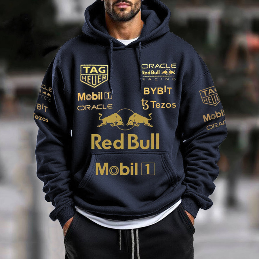 

Fashionable Red Bull Racing Print Oversized Hoodie