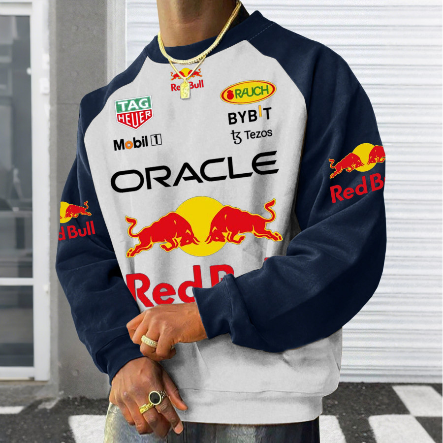 

Unisex Red Bull Racing Team Print Contrast Raglan Sweatshirt