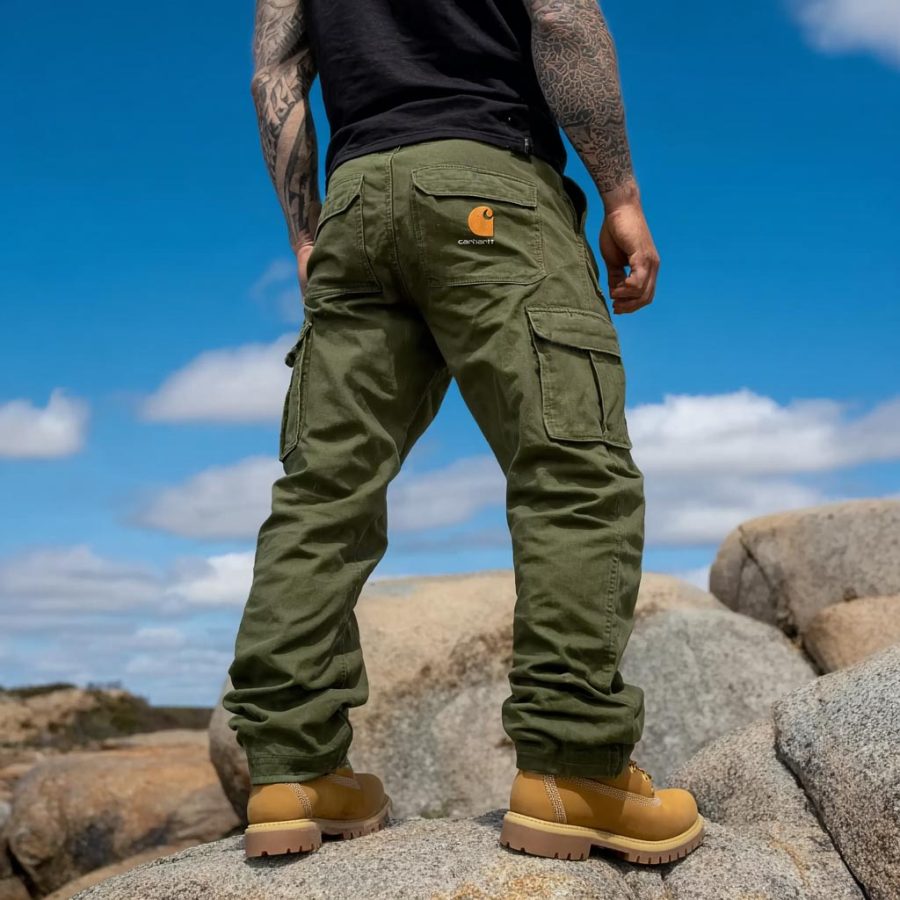 

Carhartt Men's Vintage Embroidered Olive Green Outdoor Adventures Cargo Pants