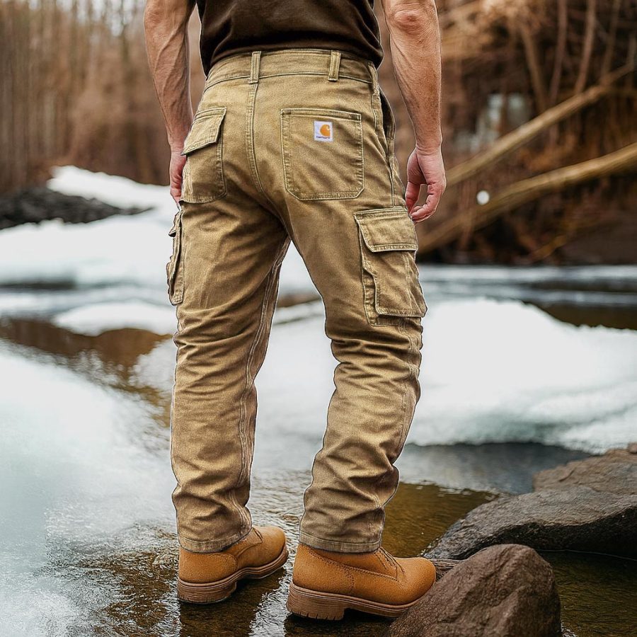 

Carhartt Men's Vintage Khaki Cargo Pants Durable And Functional For Outdoor Adventures
