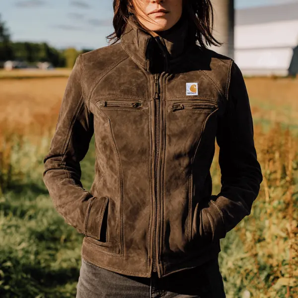 Stylish Stand Collar Carhartt Military Jacket With Zippered Pockets For Outdoor Adventures - Wayrates.com 