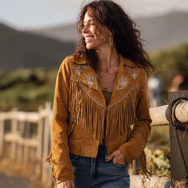 Boho Fringe Embroidered Jacket For Women - Perfect For Festivals And Casual Outings - Wayrates.com 