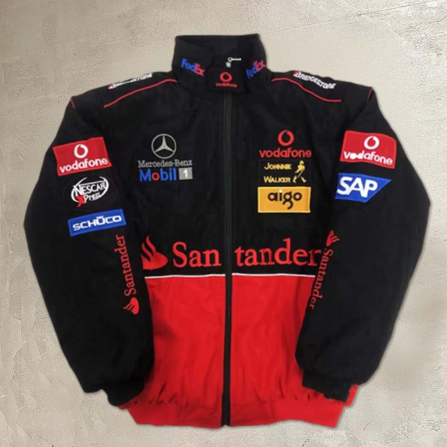 

Men's Vintage Racing Car Print Stand Collar Jacket