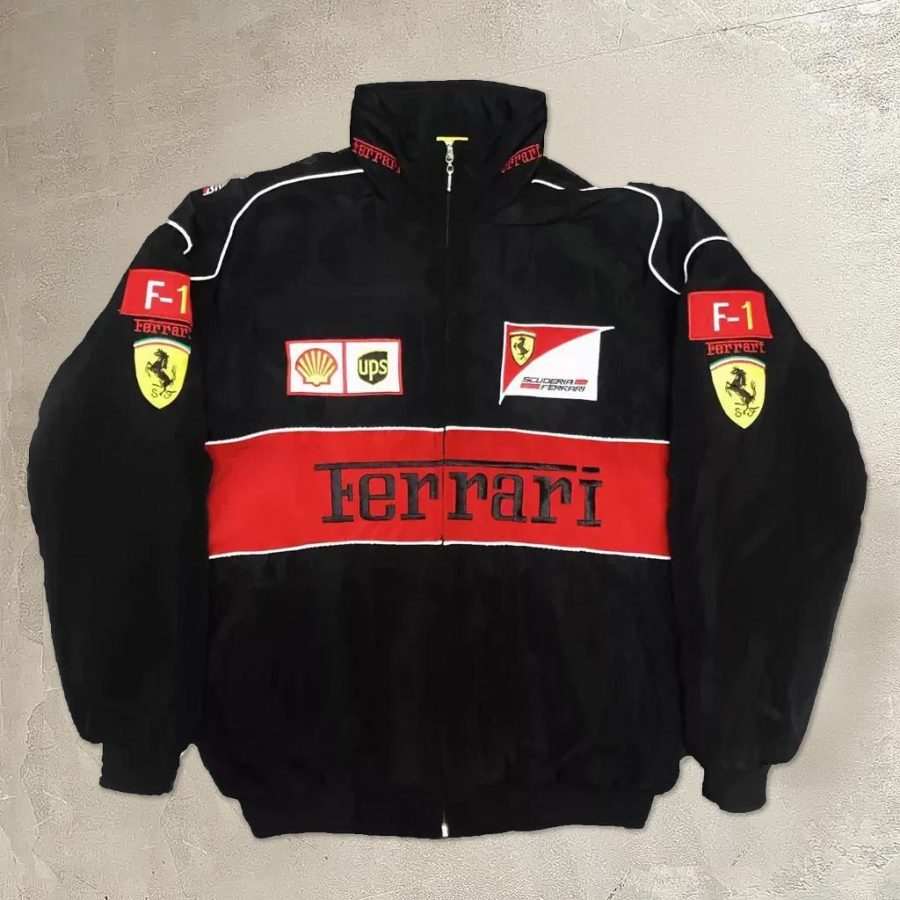 

Men's Vintage Racing Car Print Stand Collar Jacket
