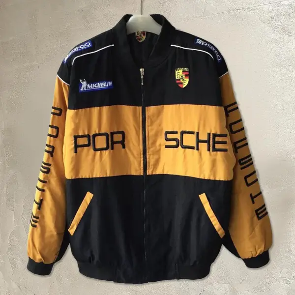 Men's Vintage Racing Car Print Stand Collar Jacket - Wayrates.com 