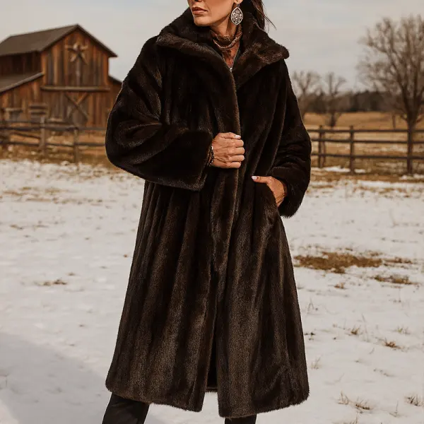 Luxurious Long Faux Fur Coat For Winter Elegance - Wayrates.com 