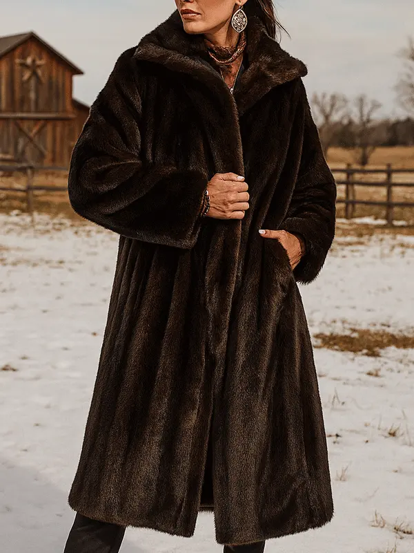 Luxurious Long Faux Fur Coat For Winter Elegance - Menbarn.com 