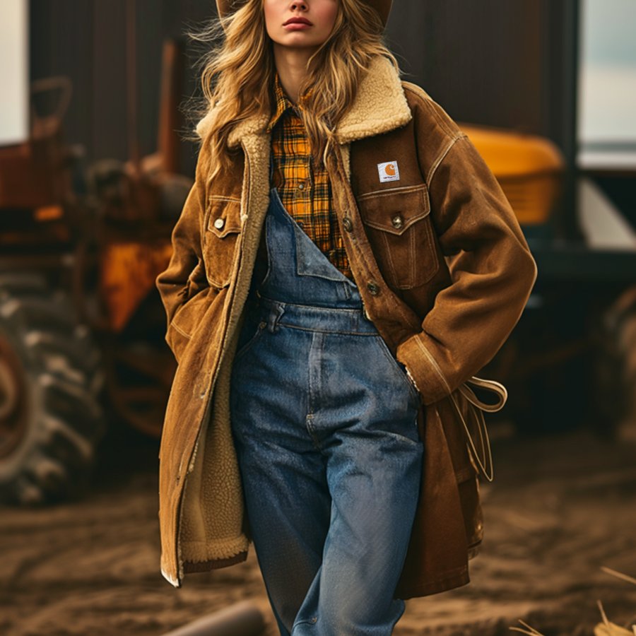 

Women's Vintage Rustic Farm Style: Brown Suede Safari Jacket