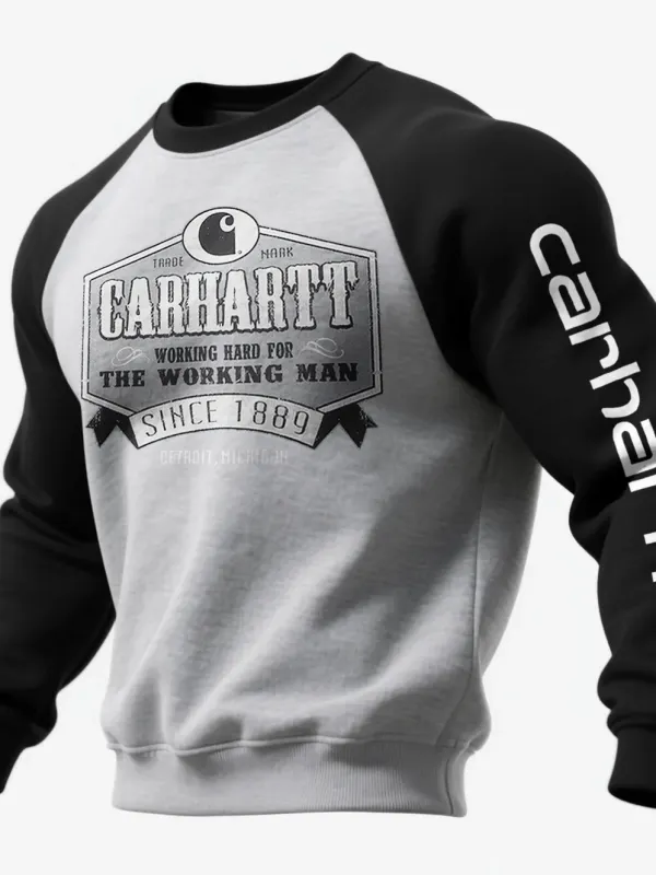 Loose Casual Contrast Color Raglan Sleeve Crew Neck Sweatshirt - Pragmaace.com 