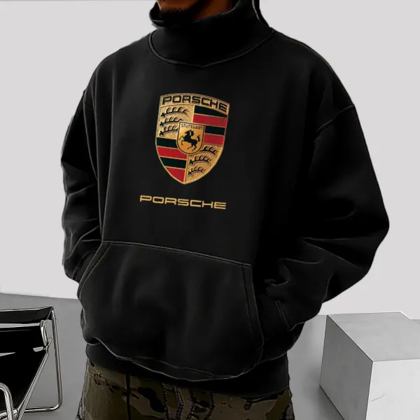 Men's Retro Loose Casual Retro Racing Print Stand Collar Sweatshirt - Wayrates.com 