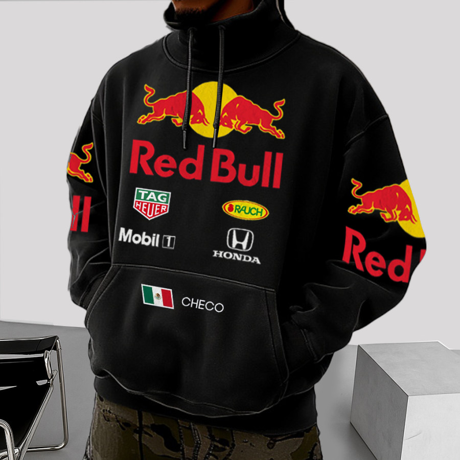 

Men's Retro Loose Casual Retro Racing Print Stand Collar Sweatshirt