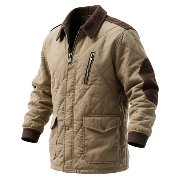 Quilted Jacket With Contrast Trim For Men - Perfect For Casual And Outdoor Use - Wayrates.com 