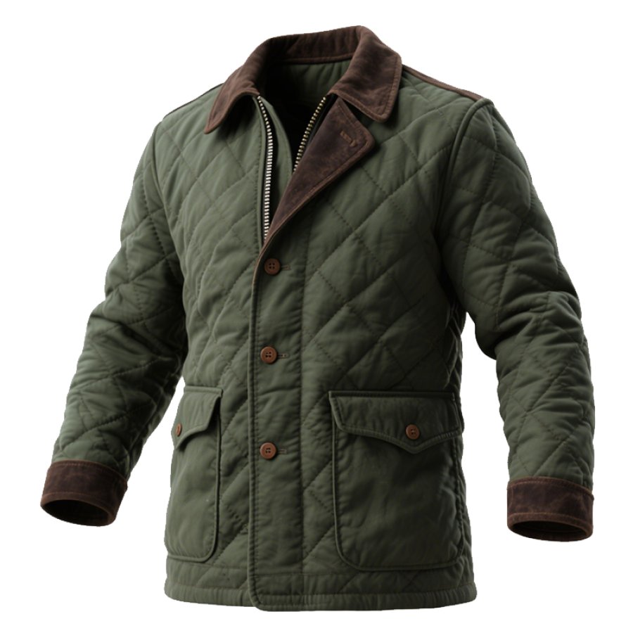 Quilted Jacket With Diamond Stitching For Winter Warmth And Style