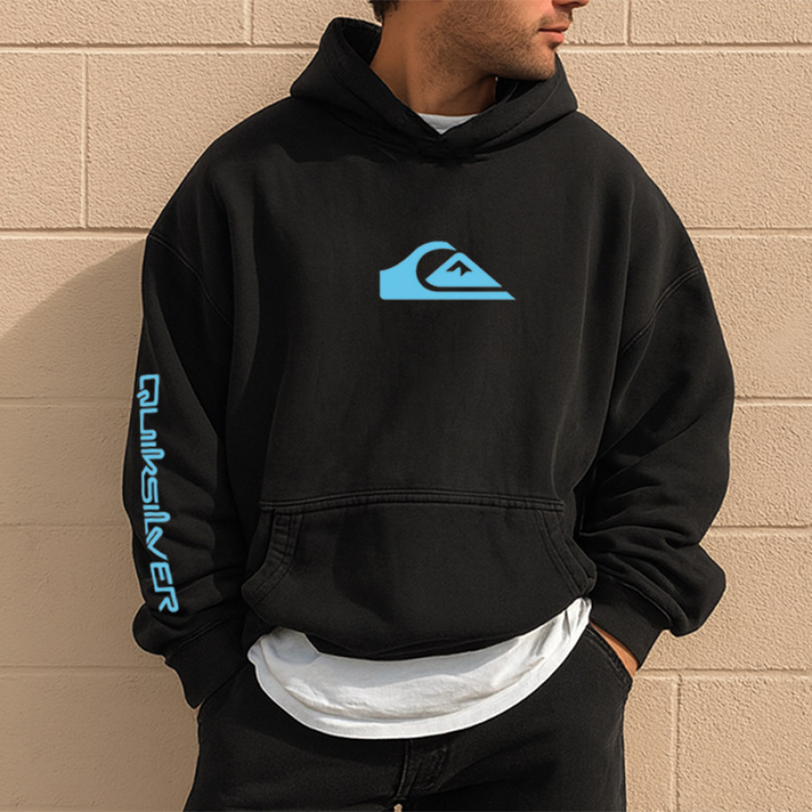 Unisex Loose Casual Surf Print Hoodie