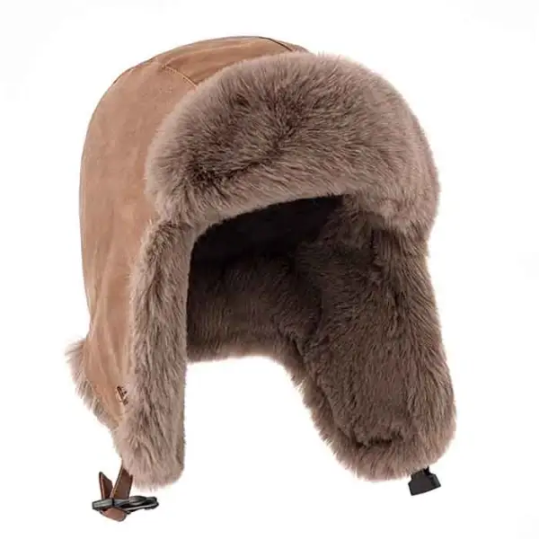 Unisex Winter Thickened Aviator Warm Windproof Leather Plush Hunting Cycling Trapper Hats - Wayrates.com 