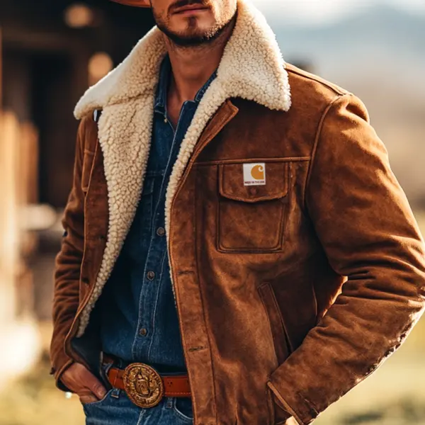Rustic Cowboy Style: Brown Jacket With Sherpa Lining - Wayrates.com 