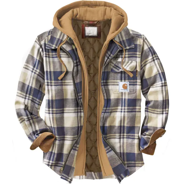 Men's Outdoor Casual Autumn And Winter Logo Classic Plaid Hooded Jacket - Wayrates.chimpone.com 