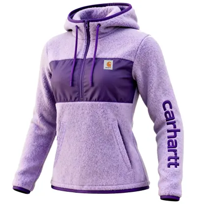 Women's Fleece Colorblock Hoodie With Embroidered Logo Lavender Purple