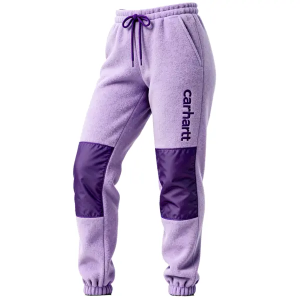Women's Fleece Joggers Sweatpants With Embroidered Logo Lavender Purple - Wayrates.com 