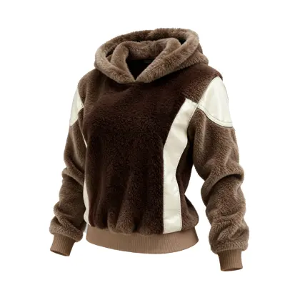 Cozy Fleece Hoodie With Stylish Contrast Panels