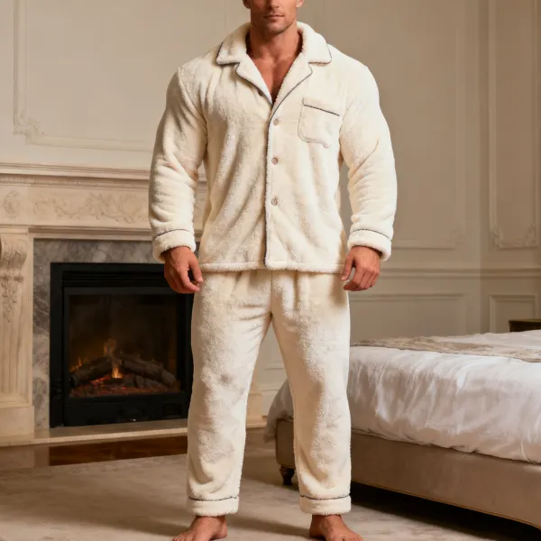 Men's Autumn/Winter Warm Christmas Daily Pajama Set - Wayrates.com 