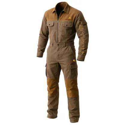 Men's Retro Workwear Brown Utility Workwear Coverall