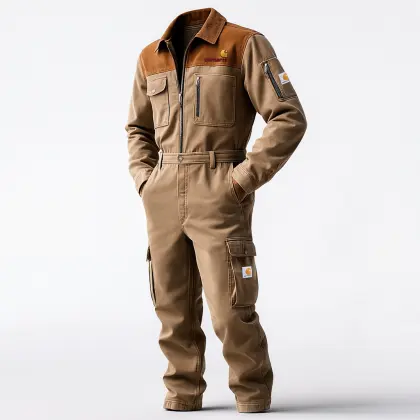 Men's Retro Workwear Brown Utility Coverall