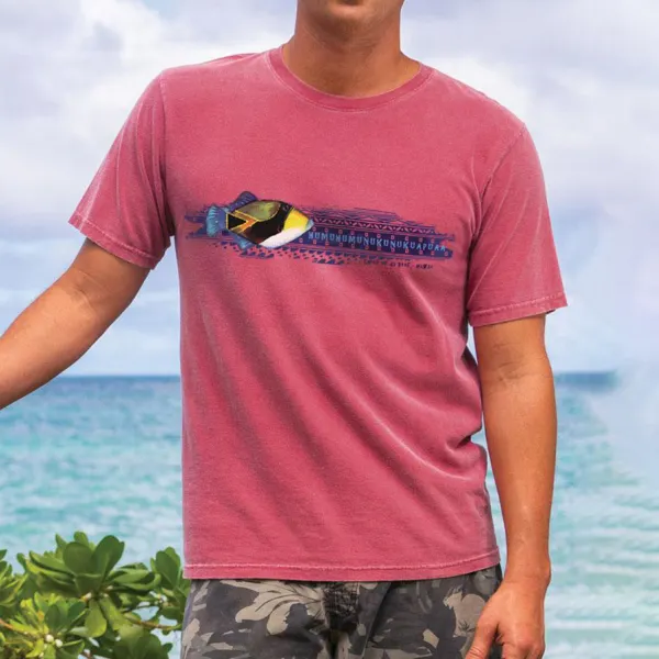 Big Reef Paradise Red Round Neck Short Sleeve T-Shirt - Albionstyle.com 
