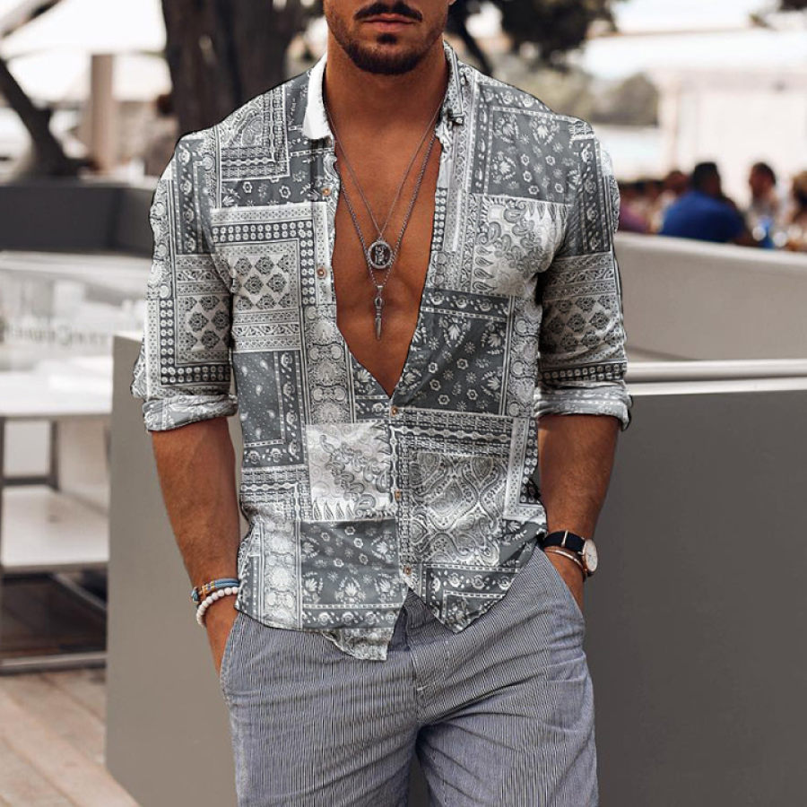 

Casual Holiday Vintage Print Mens Shirt