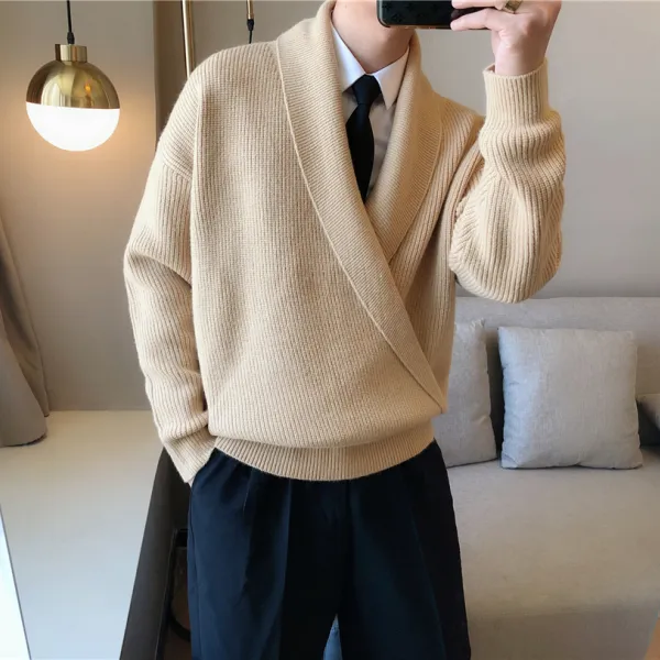 Gentleman's Simple Plain Knitted Top - Keymimi.com 