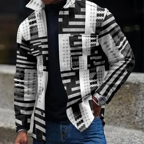 Men's Casual Plaid Long-sleeved Shirt Jacket - Keymimi.com 
