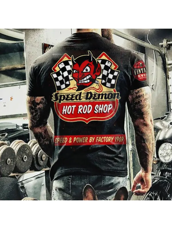 Mens Speed Demon Motorcycle Print Fashion T-shirt - Anrider.com 