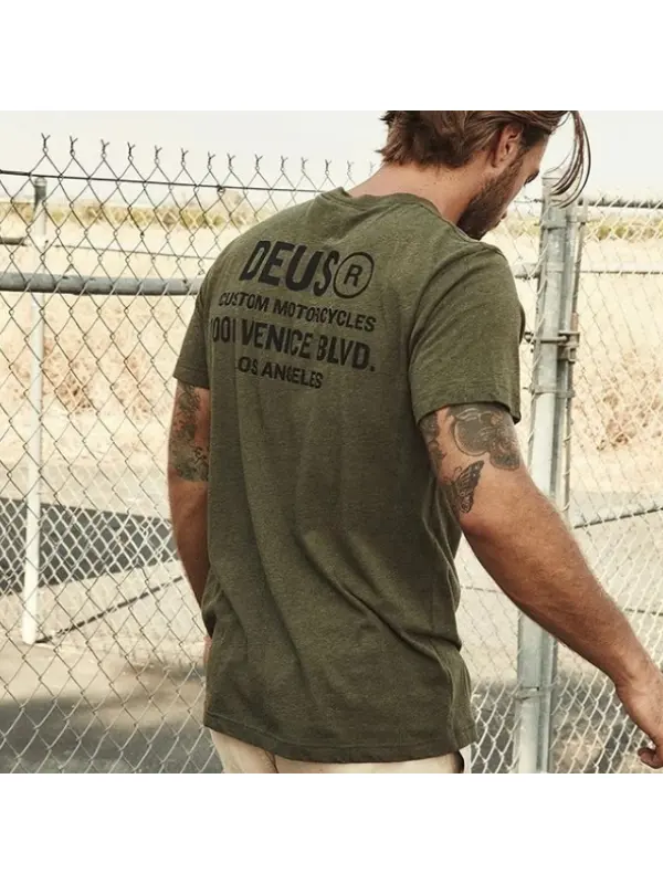 Men's Motorcycle Print Outdoor Sports T-shirt - Ootdmw.com 