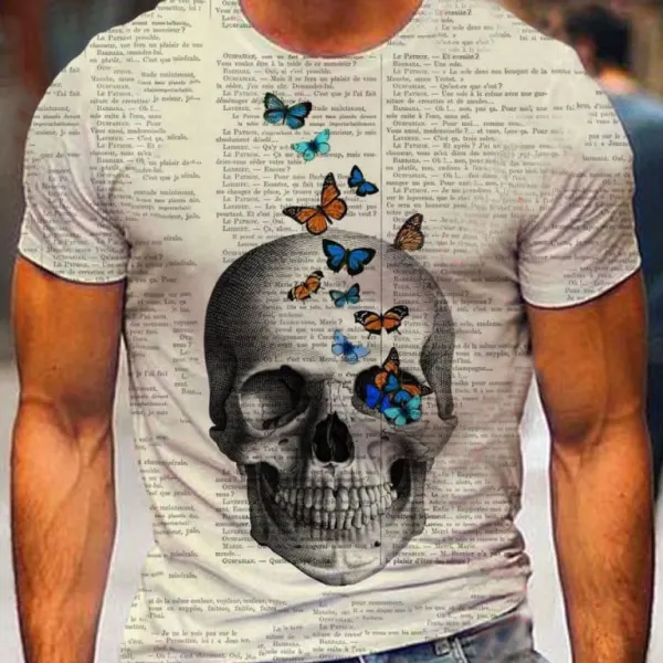 Designer Newspaper Art Skull Print T-shirt - Fineesa.chimpone.com 