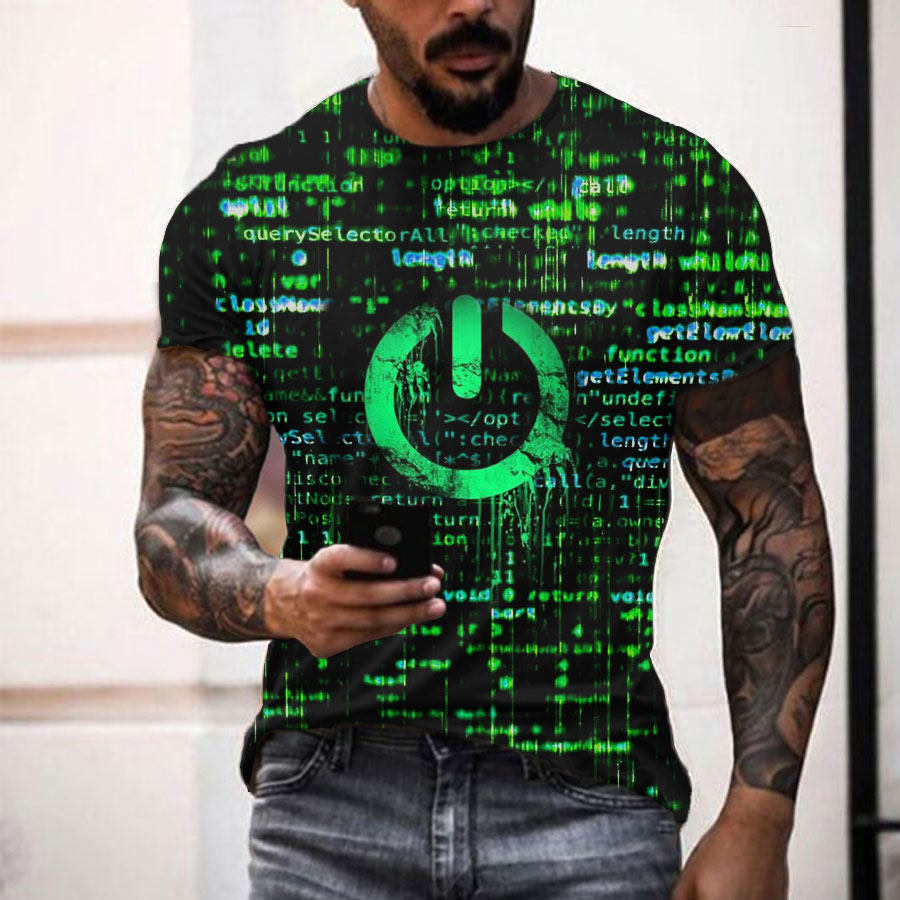 

Green Theme Switch Restart Button Printed Casual T-shirt