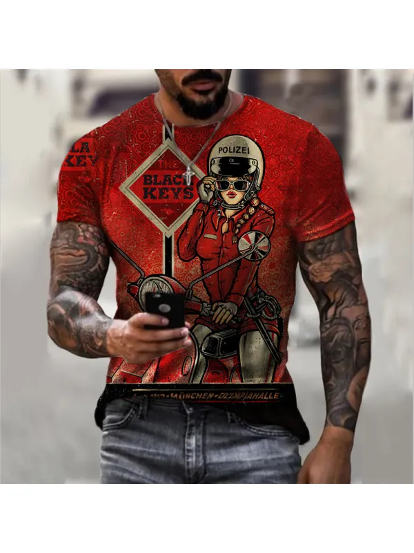 Retro Movie Poster Print Casual T-shirt - Ootdmw.com 