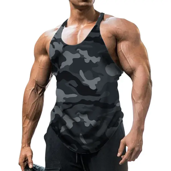 Men's Camo Training Sports Fitness Top Tank - Keymimi.com 