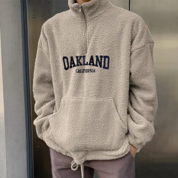 Herren-Sweatshirt „OAKLAND“ Aus Lammleder Mit Besticktem Rollkragen - Faciway.com 