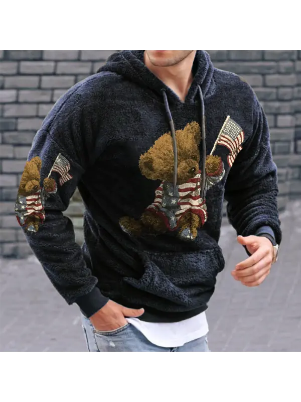 Men's Teddy Bear Lamb Wool Fit Hoodie - Machoup.com 
