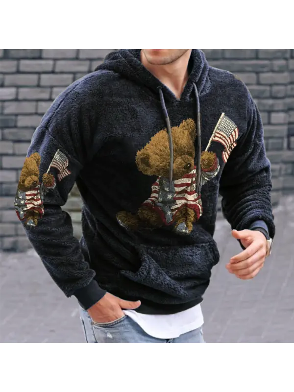 Men's Teddy Bear Lamb Wool Fit Hoodie - Anrider.com 