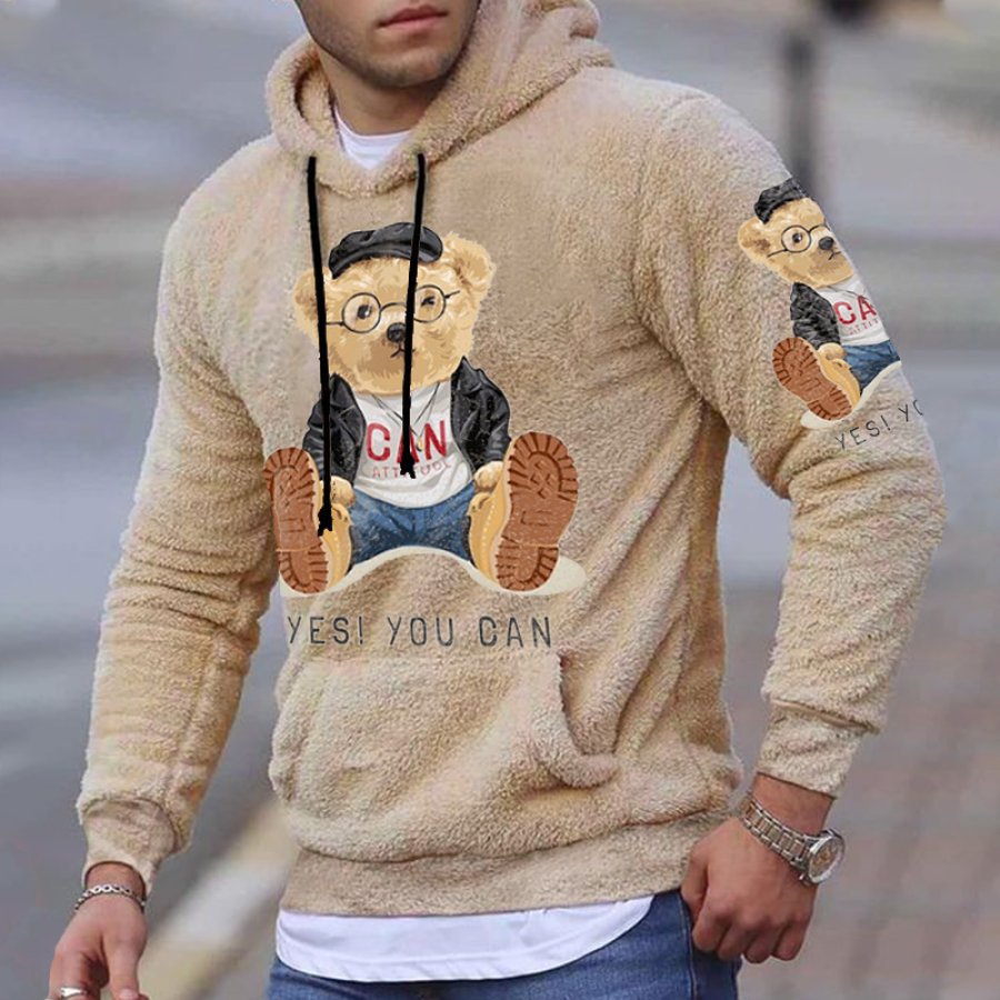 

"Bear Lamb Wool Warm Casual Hoodie