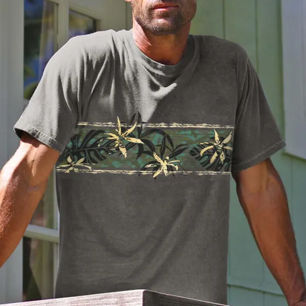 Men's Retro Hawaiian Printed Short Sleeve T-shirt - Salolist.com 