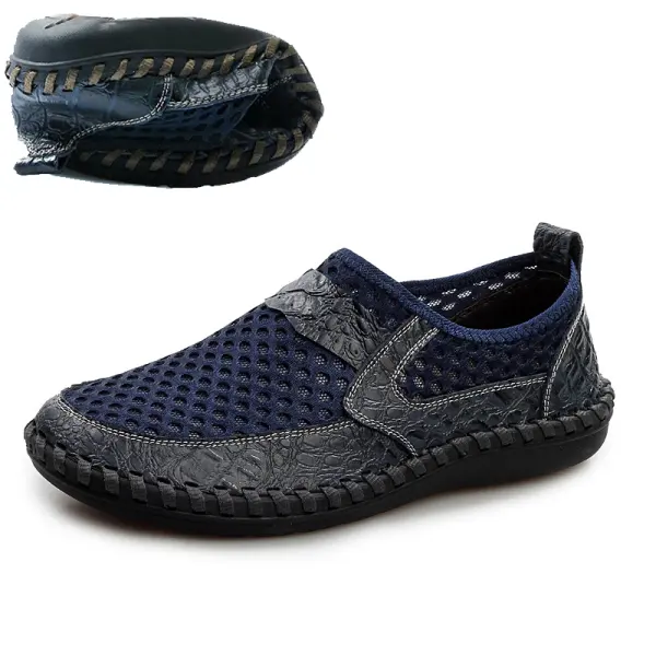 Men's Genuine Leather Mesh Breathable Casual Wading Shoes - Sunhopebloom.com 