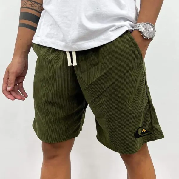Men's Retro Casual Printed Corduroy Shorts - Nicheten.com 